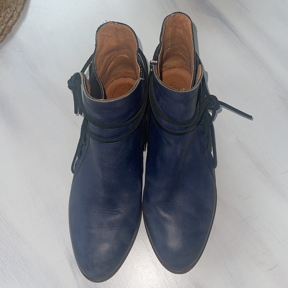 Anthropologie Veracruz leather Wrap Ankle Boots blue size 37 6 - Picture 11 of 12